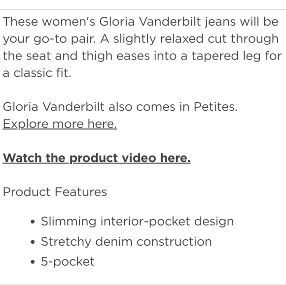 NWT Women's Gloria Vanderbilt Amanda Jeans - Picture 5 of 6